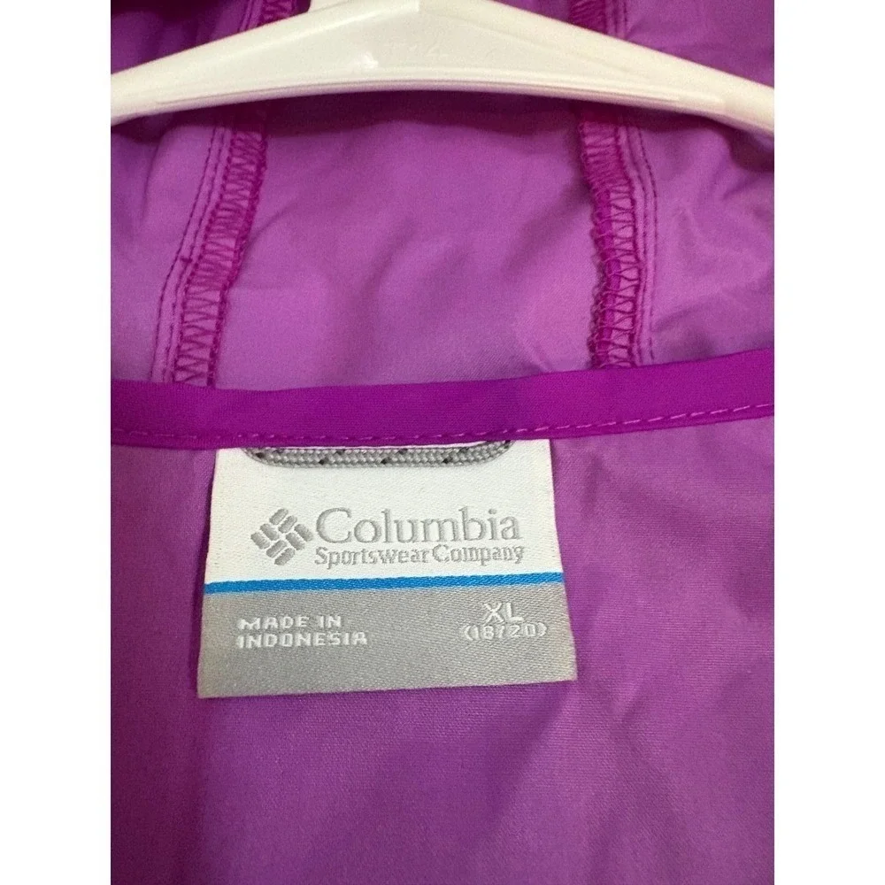 New Columbia Switchback III Youth XL Waterproof Rain Jacket Hooded Fuchsia $50